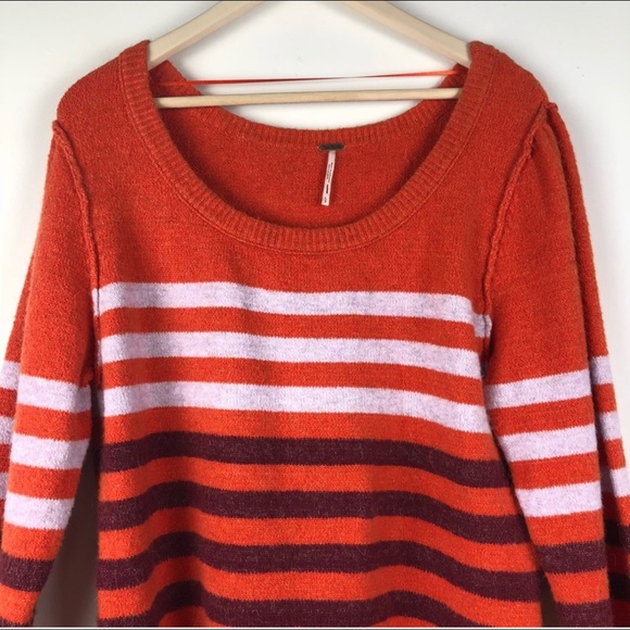 NWOT 🧡 Free People Orange Stripes fall sweater - Picture 4 of 6